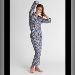 SLEEPY JONES | Marina Pajama Set in Navy Gingham XS Small